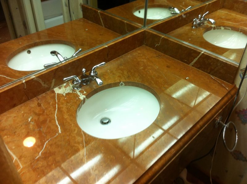 Marble countertop before polishing