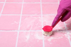 Brushing Tiles Bathroom
