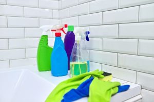 Harsh Chemical Bottles in the Bathroom
