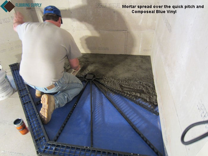 Do it yourself, shower system, quick pitch, composeal waterproofing, blanke corp, schluter kerdi, ebbe drain, aqua shield, Blanke SecurMat, shower pan, pre pitch, kirb perfect, DIY