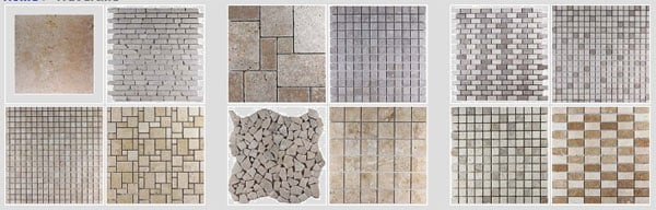 split face and blocks, onyx tile, onyx mosaics, decorative pebbles collection, stone borders, exotic mosaics