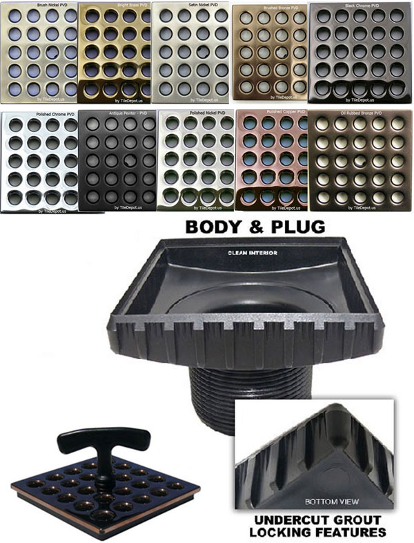 Ebbe square shower drain, deco shower drain