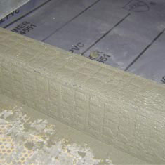 kirb perfect, shower curb, ready to tile curb, preformed shower curb, ready made curb, shower floor drainage kit