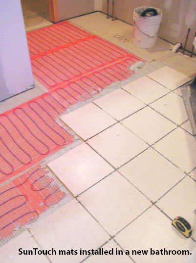 electric floor heating, radiant heat flooring, radiant floor heating, under floor heating, electrical floor heating, floor heating, SunTouch, warm your floors, sun touch heating system, Heated floor mat, heat mat, radiant floor heat mat, radiant floor heating supply, radiant floor mat, tile heating, heated floors