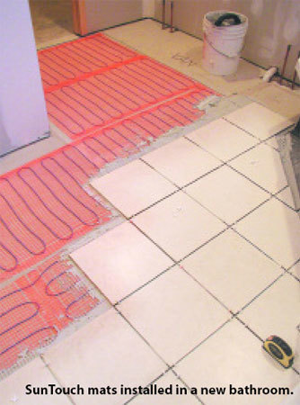 electric floor heating, radiant heat flooring, radiant floor heating, under floor heating, electrical floor heating, floor heating, SunTouch, warm your floors, sun touch heating system, Heated floor mat, heat mat, radiant floor heat mat, radiant floor heating supply, radiant floor mat, tile heating, heated floors